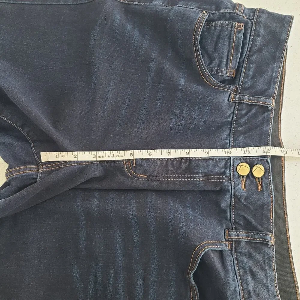 Lane Bryant Dark Wash Blue Denim Bermudas Raw Hem Cutoff Straight Fit Jeans 18 - Picture 11 of 12